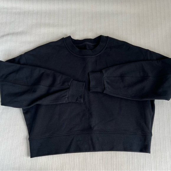 lululemon athletica Tops - Lululemon Perfectly oversized Cropped Crew (French Terry) - Black